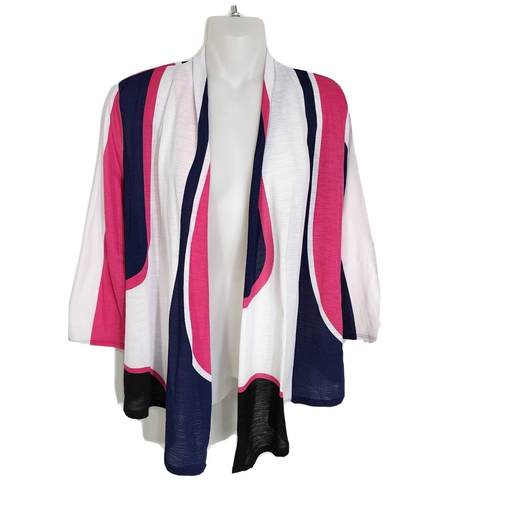 Chico's Easywear Womens Cardigan Size 0 Small Mod Update Tanya 3/4-Sleeve Pink